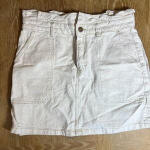 Free People Jean Skirt 12 Tan Denim Paper Bag Waist Oatmeal‎